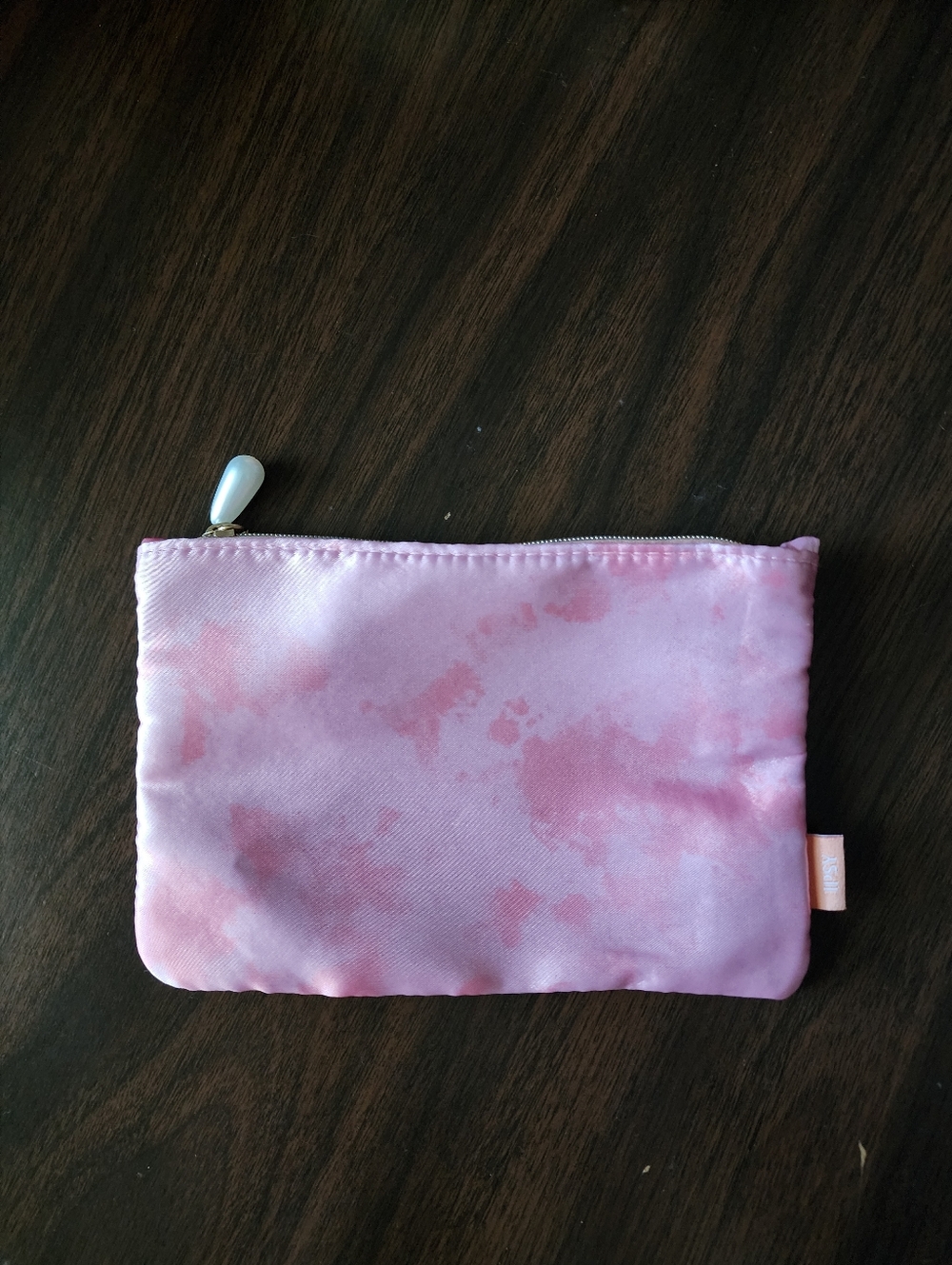 ipsy Pink Tie-Dye Satin Cosmetic Pouch
